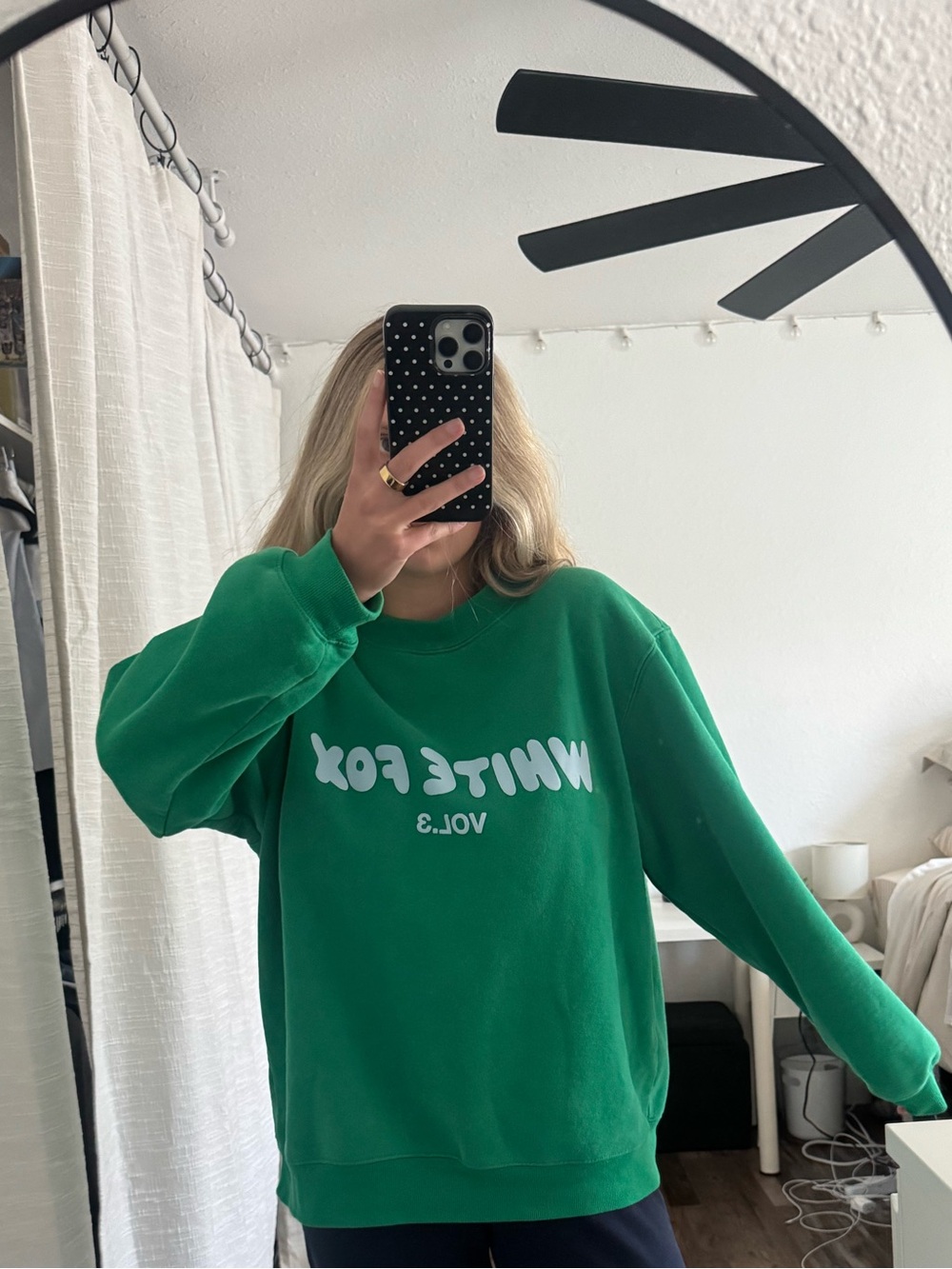 White Fox green crewneck